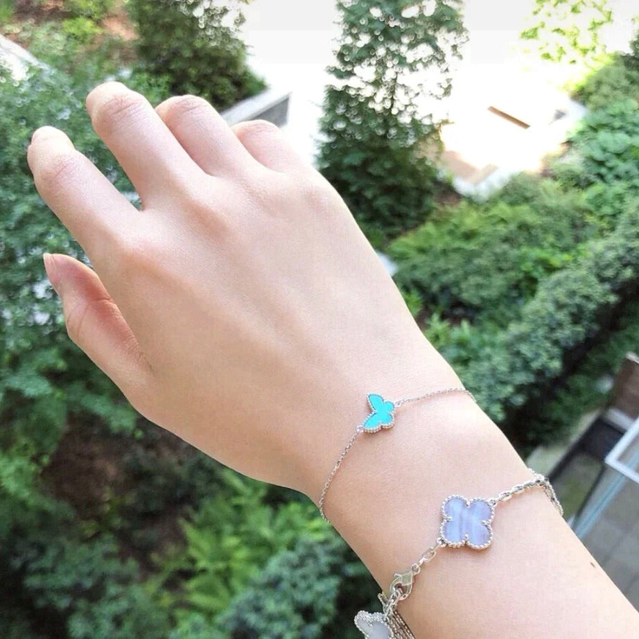 [vivabelle]BUTTERFLY TURQUOISE BUTTERFLY BRACELET SILVER
