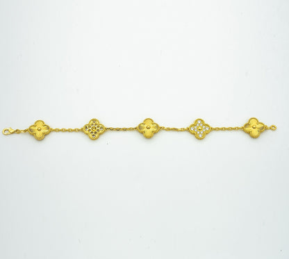 [vivabelle]CLOVER BRACELET 5 MOTIFS GOLD DIAMOND
