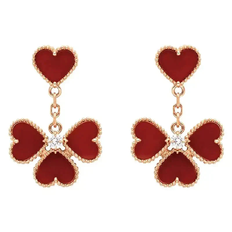 [vivabelle]SWEET CLOVER CARNELIAN EARRINGS