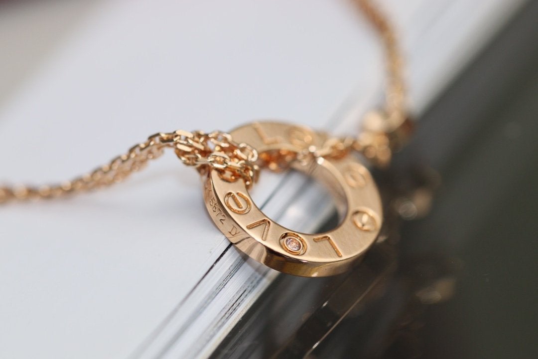 [vivabelle]LOVE NECKLACE ADJUSTABLE ROSE GOLD 2 DIAMOND