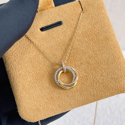 [vivabelle]TRINITY NECKLACE SILVER GOLD PINK GOLD DIAMONDS