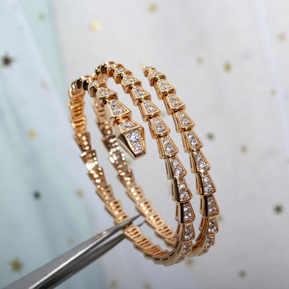 [vivabelle]SERPENTI BRACELET PINK GOLD DIAMOND DOUBLE ROW