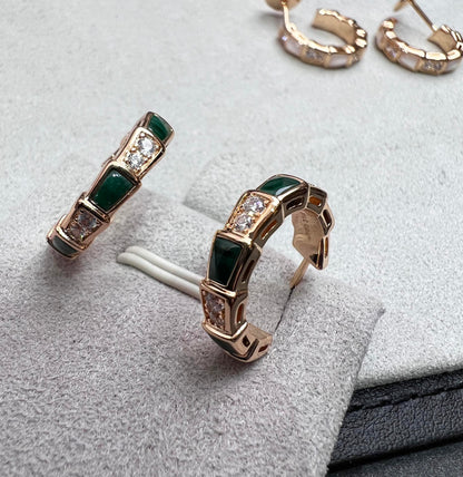 [vivabelle]SERPENTI MALACHITE PINK GOLD EARRINGS