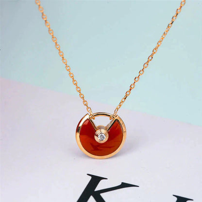 [vivabelle]AMULETTE GOLD CARNELIAN ONYX NECKLACE