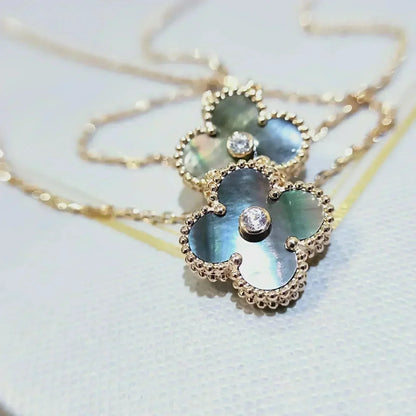 [vivabelle]CLOVER 15MM DIAMOND AND MOTHER-OF-GREY NECKLACE