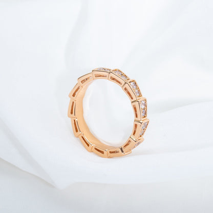 [vivabelle]SERPENTI RING PINK GOLD DIAMOND PAVED 3MM