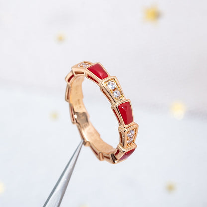[vivabelle]SERPENTI RING PINK GOLD CARNELIAN DIAMOND 3MM