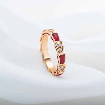 [vivabelle]SERPENTI RING PINK GOLD CARNELIAN DIAMOND 3MM