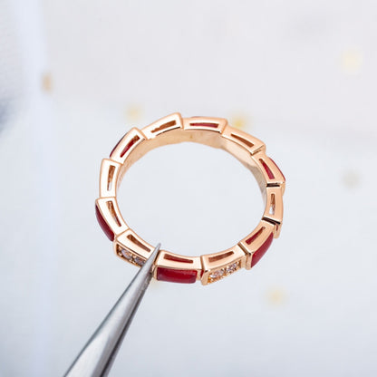 [vivabelle]SERPENTI RING PINK GOLD CARNELIAN DIAMOND 3MM