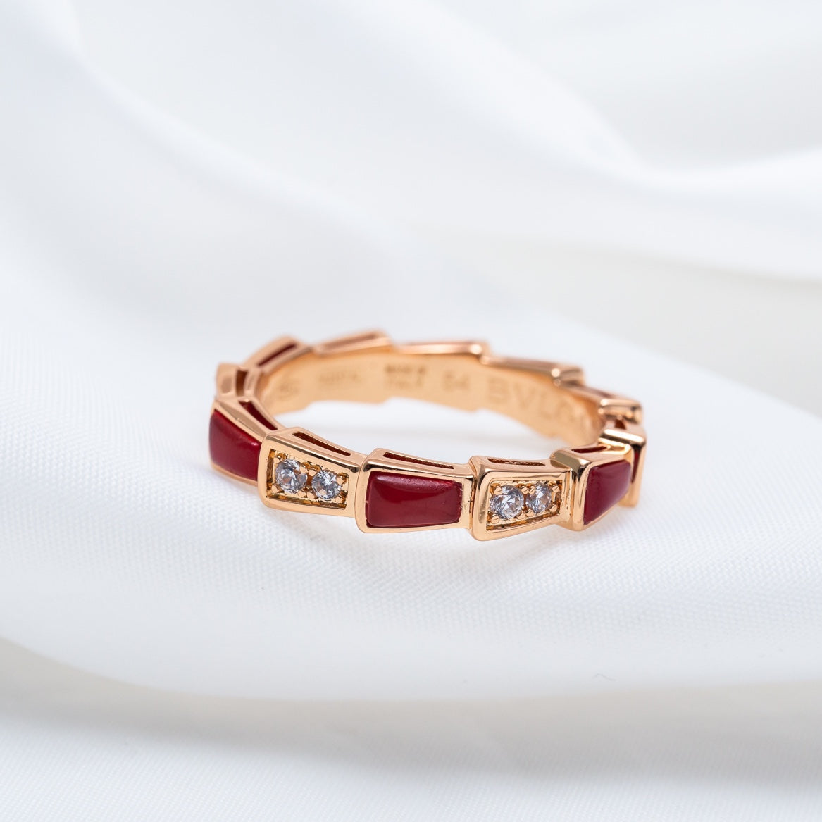 [vivabelle]SERPENTI RING PINK GOLD CARNELIAN DIAMOND 3MM
