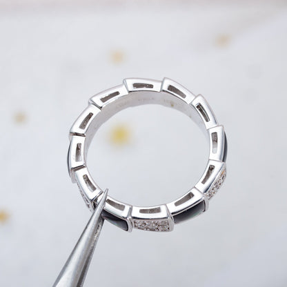 [vivabelle]SERPENTI RING SILVER DIAMOND BLACK MOP 4MM