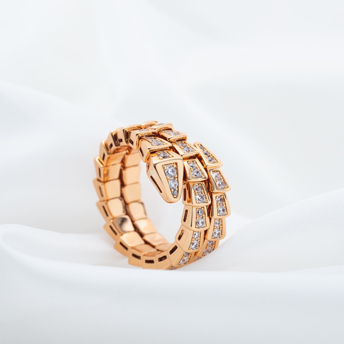 [vivabelle]SERPENTI RING PINK GOLD DIAMOND DOUBLE ROW