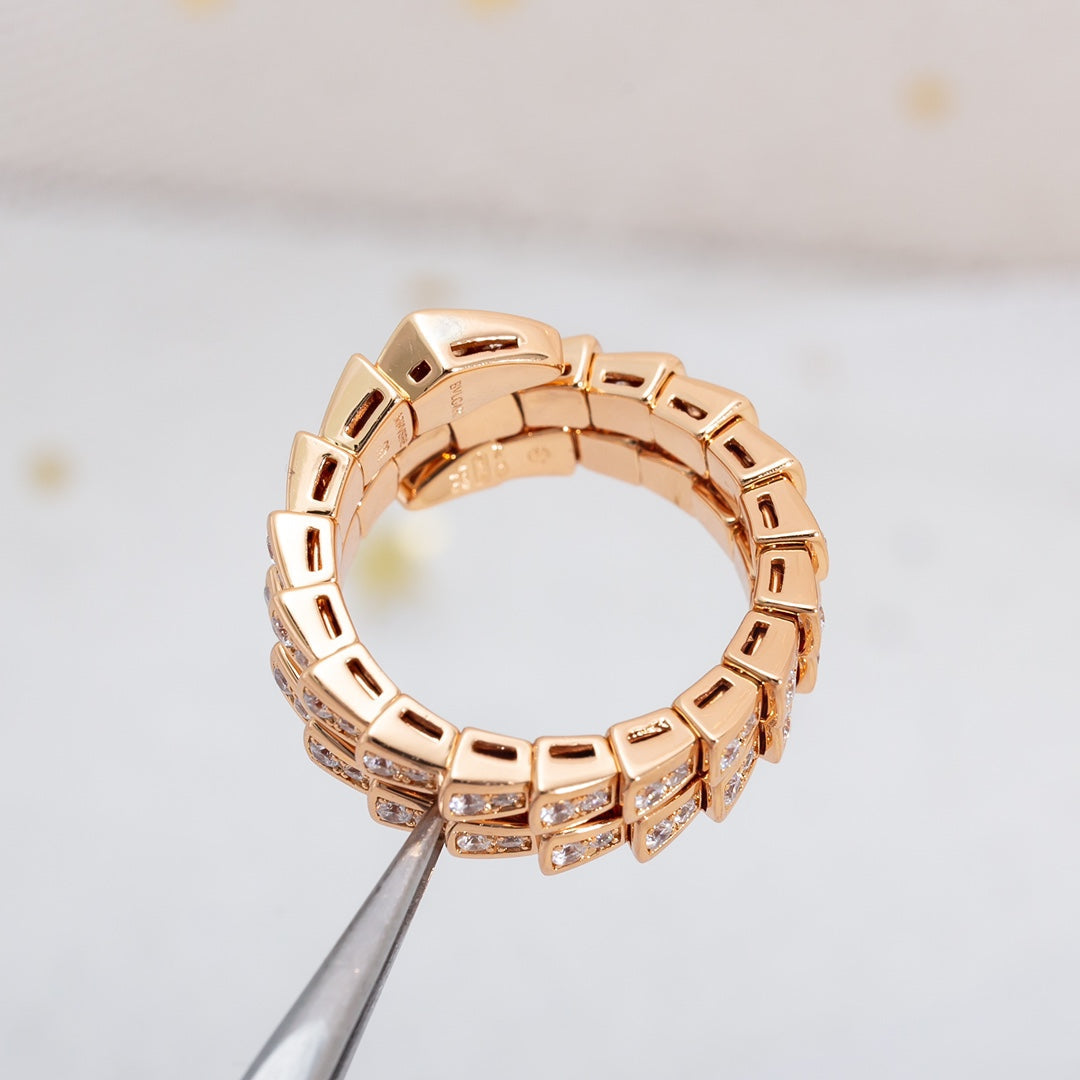 [vivabelle]SERPENTI RING PINK GOLD DIAMOND DOUBLE ROW