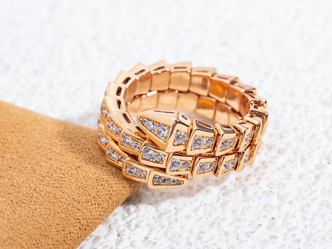 [vivabelle]SERPENTI RING PINK GOLD DIAMOND DOUBLE ROW