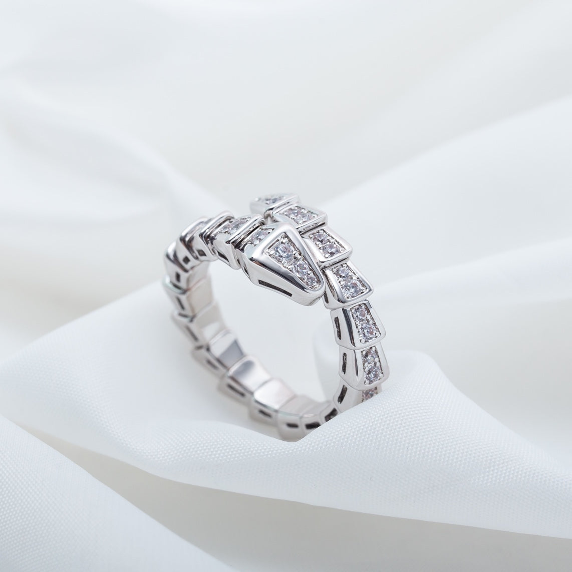 [vivabelle]SERPENTI RING SILVER DIAMOND PAVED 4MM