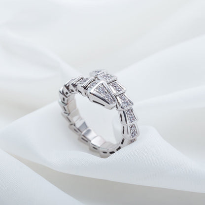 [vivabelle]SERPENTI RING SILVER DIAMOND PAVED 4MM