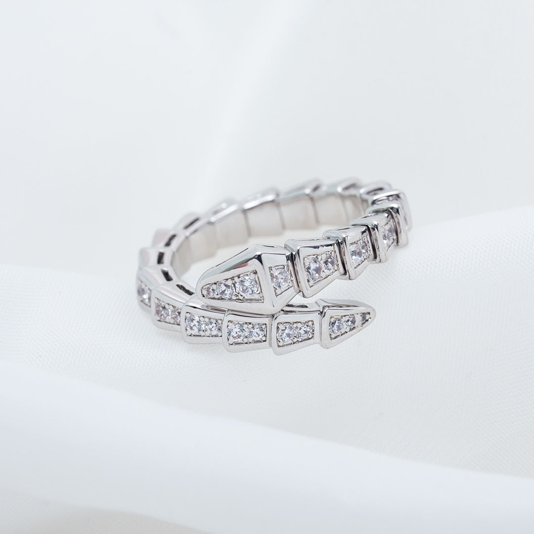 [vivabelle]SERPENTI RING SILVER DIAMOND PAVED 4MM