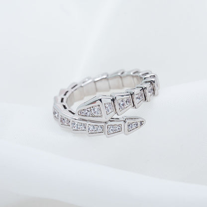 [vivabelle]SERPENTI RING SILVER DIAMOND PAVED 4MM