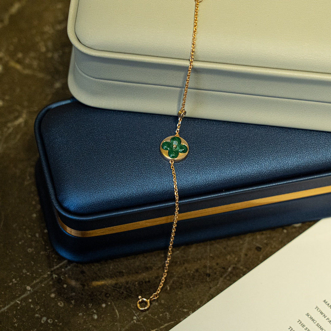 [vivabelle]SUN MALACHITE 1 DIAMOND PINK GOLD BRACELET