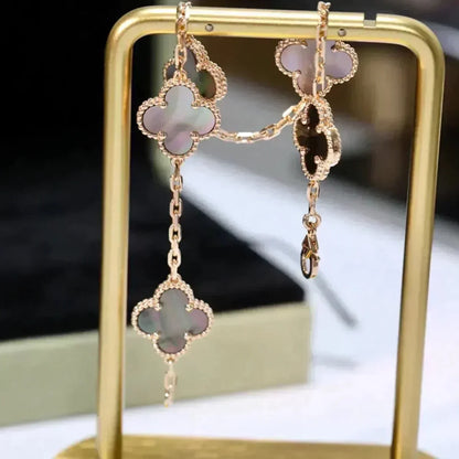 [vivabelle]CLOVER 5 MOTIF GRAY MOP  BRACELET