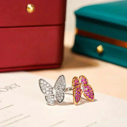 [vivabelle]TWIN BUTTERFLY DIAMOND RING