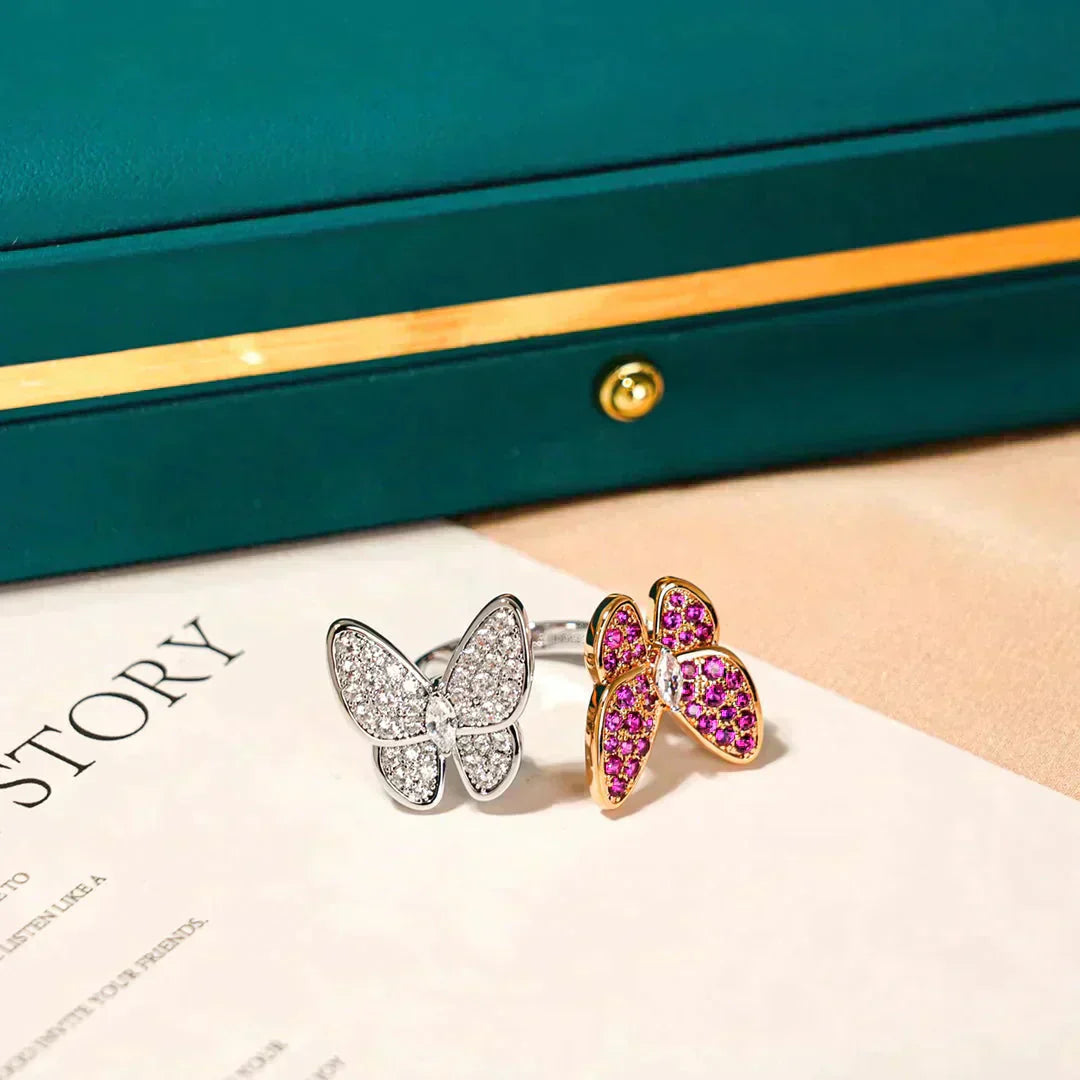 [vivabelle]TWIN BUTTERFLY DIAMOND RING