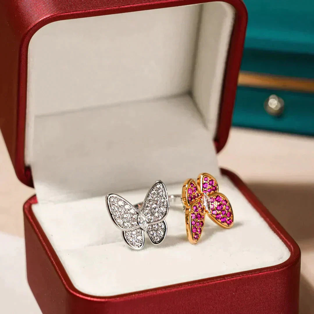[vivabelle]TWIN BUTTERFLY DIAMOND RING