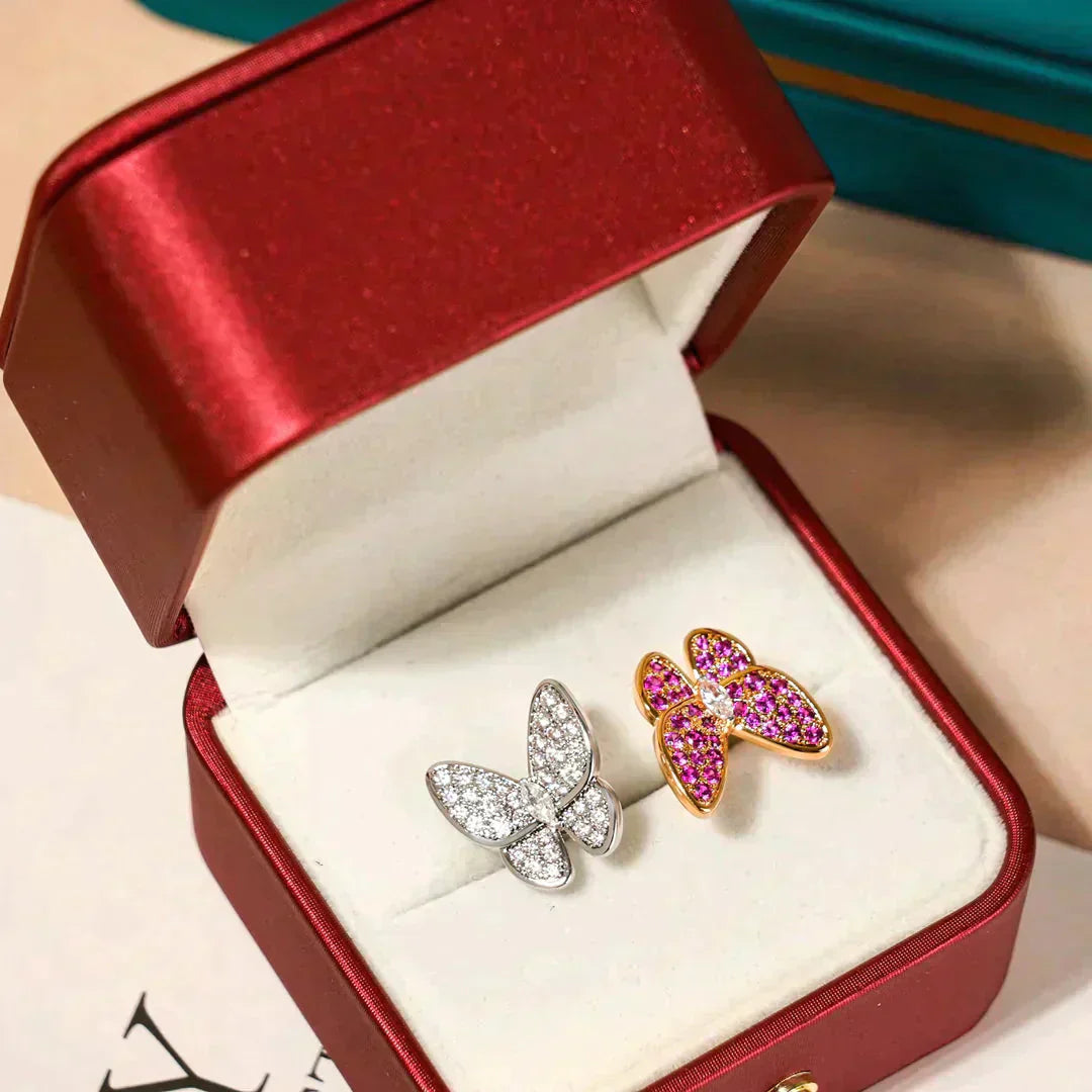 [vivabelle]TWIN BUTTERFLY DIAMOND RING