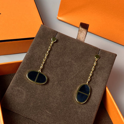 [vivabelle]CHAINE VERSO BLACK CERAMIC EARRINGS