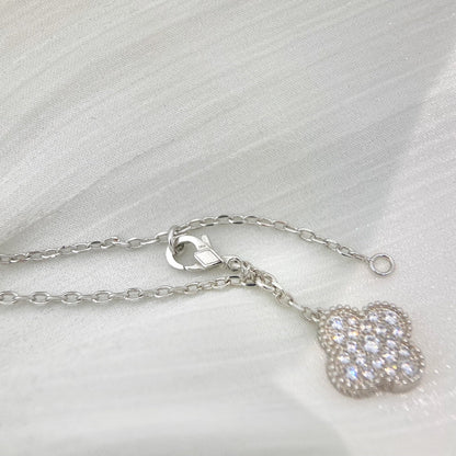 [vivabelle]CLOVER 5 MOTIFS SILVER DIAMONDS NECKLACE