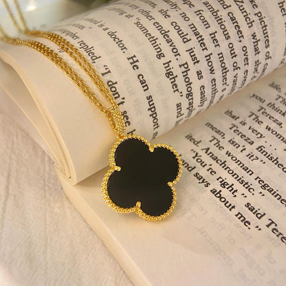 [vivabelle]CLOVER 25MM NECKLACE GOLD ONYX