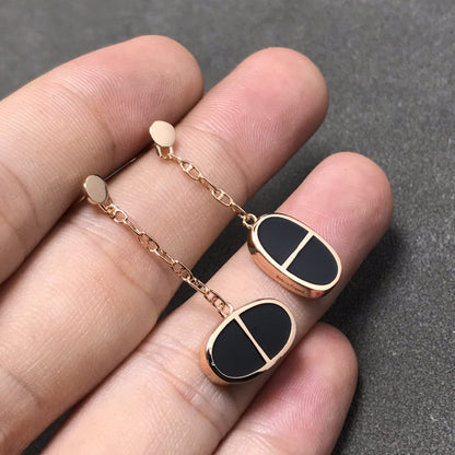 [vivabelle]CHAINE VERSO BLACK CERAMIC SILVER EARRINGS