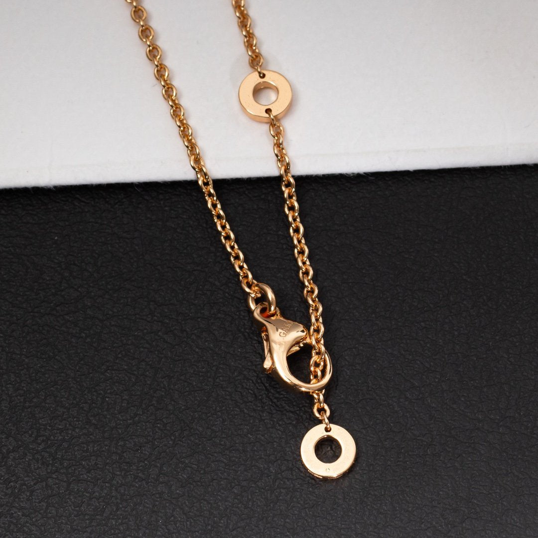 [vivabelle]ZERO 1 WHITE CERAMIC PINK GOLD DIAMOND NECKLACE