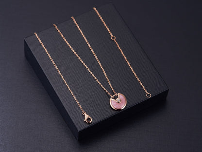 [vivabelle]AMULETTE ROSE GOLD PINK MOP NECKLACE