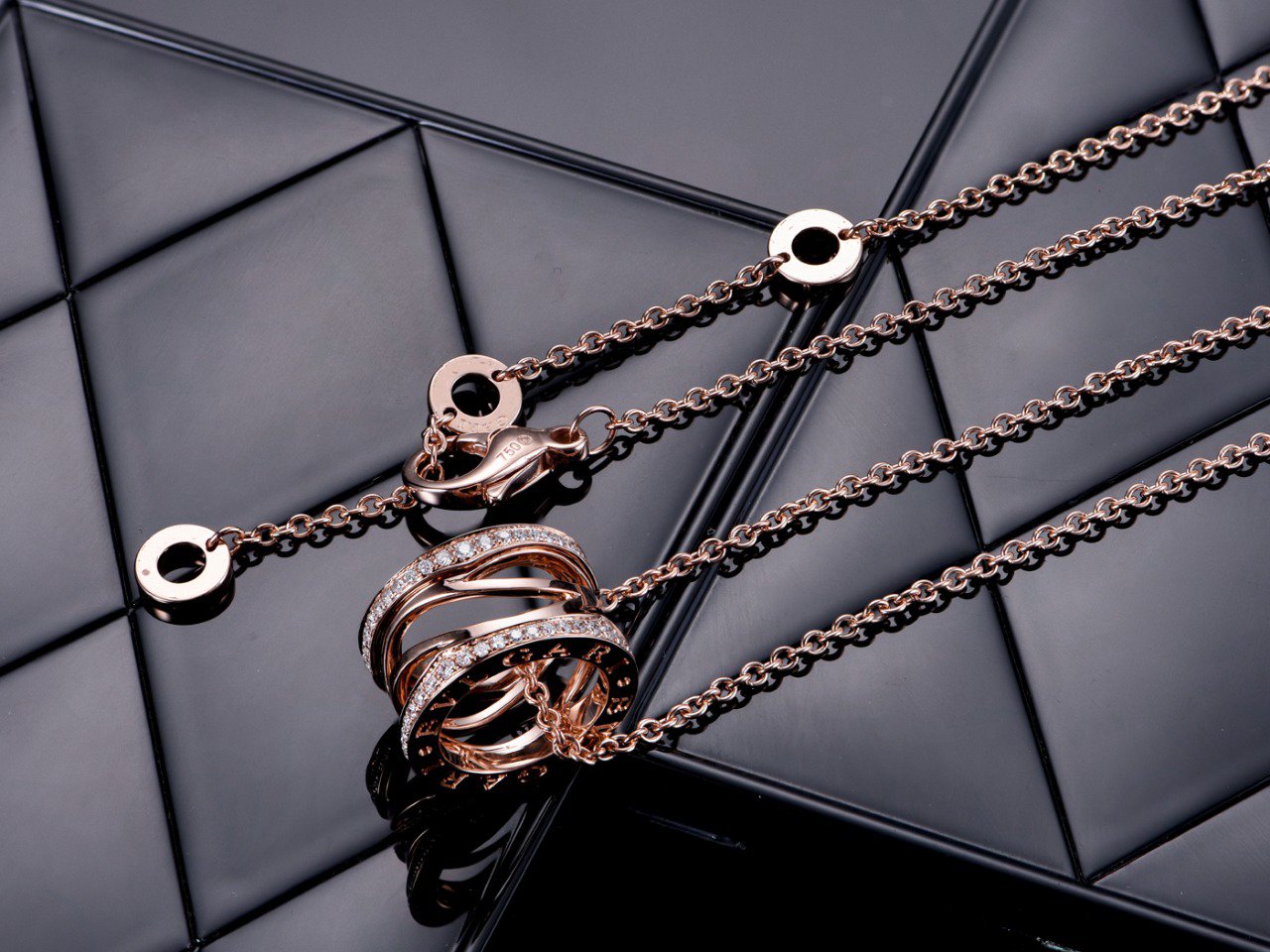 [vivabelle]ZERO 1 PINK GOLD DIAMOND OPEN NECKLACE