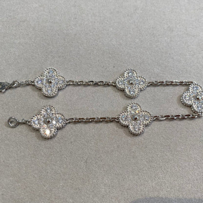 [vivabelle]CLOVER 5 MOTIFS  DIAMOND BRACELET SILVER