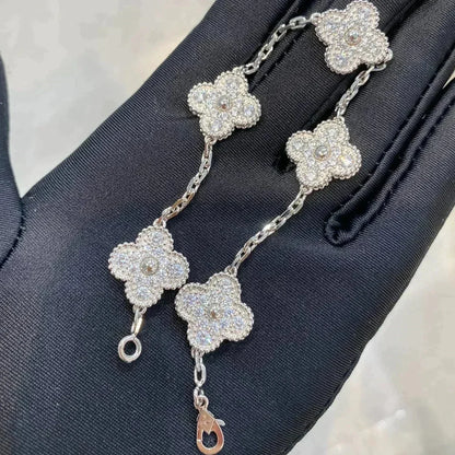 [vivabelle]CLOVER 5 MOTIFS  DIAMOND BRACELET SILVER