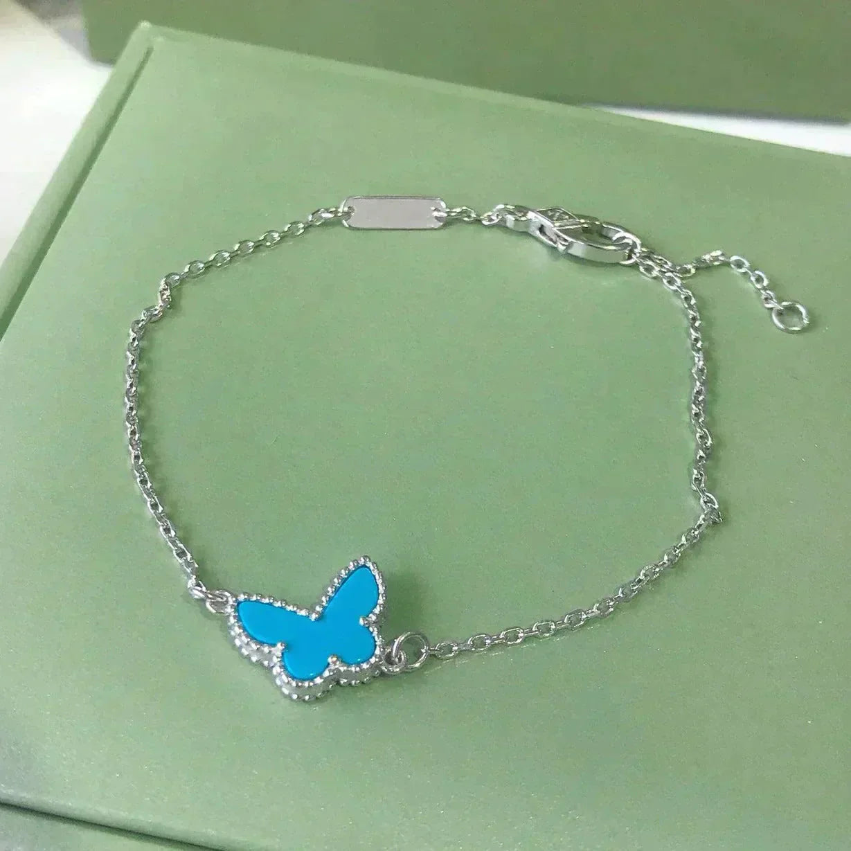[vivabelle]BUTTERFLY TURQUOISE BUTTERFLY BRACELET SILVER