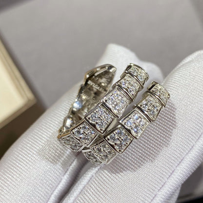 [vivabelle]SERPENTI DOUBLE RING SILVER DIAMOND PAVED