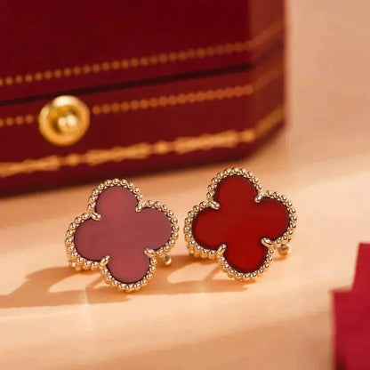 [vivabelle]CLOVER MEDIUM 1 MOTIFS CARNELIAN  EARRINGS