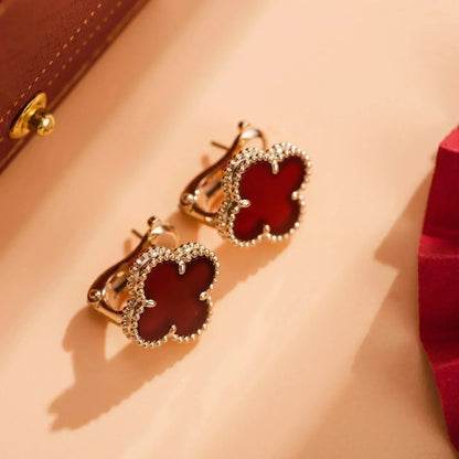 [vivabelle]CLOVER MEDIUM 1 MOTIFS CARNELIAN  EARRINGS