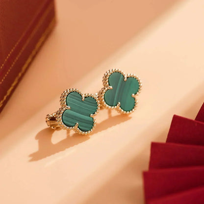 [vivabelle]CLOVER MEDIUM 1 MOTIFS MALACHITE  EARRINGS