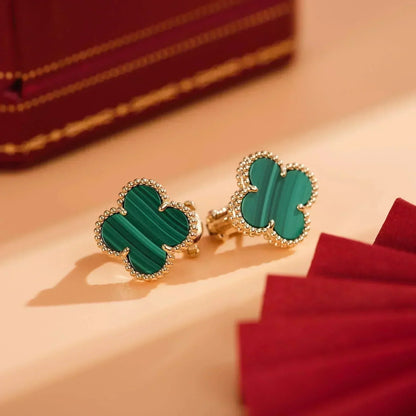 [vivabelle]CLOVER MEDIUM 1 MOTIFS MALACHITE  EARRINGS