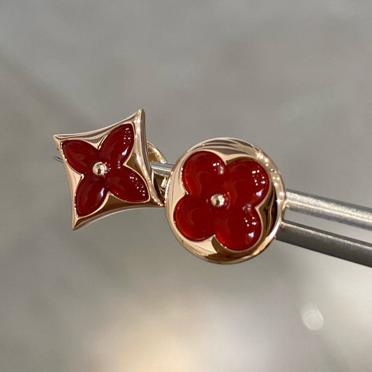 [vivabelle]STAR AND SUN PINK GOLD CARNELIAN STUD EARRINGS