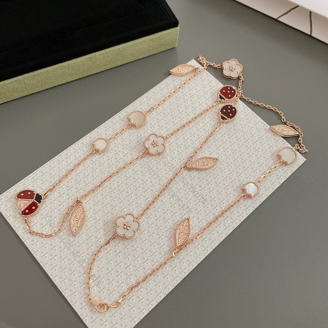 [vivabelle]LUCKY SPRING 15 MOTIFS ROSE GOLD NECKLACE