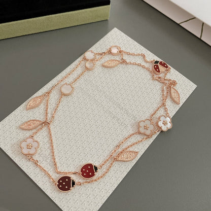 [vivabelle]LUCKY SPRING 15 MOTIFS ROSE GOLD NECKLACE