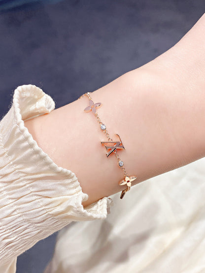 [vivabelle]STAR AND SUN 7 MOTIFS GOLD BRACELET
