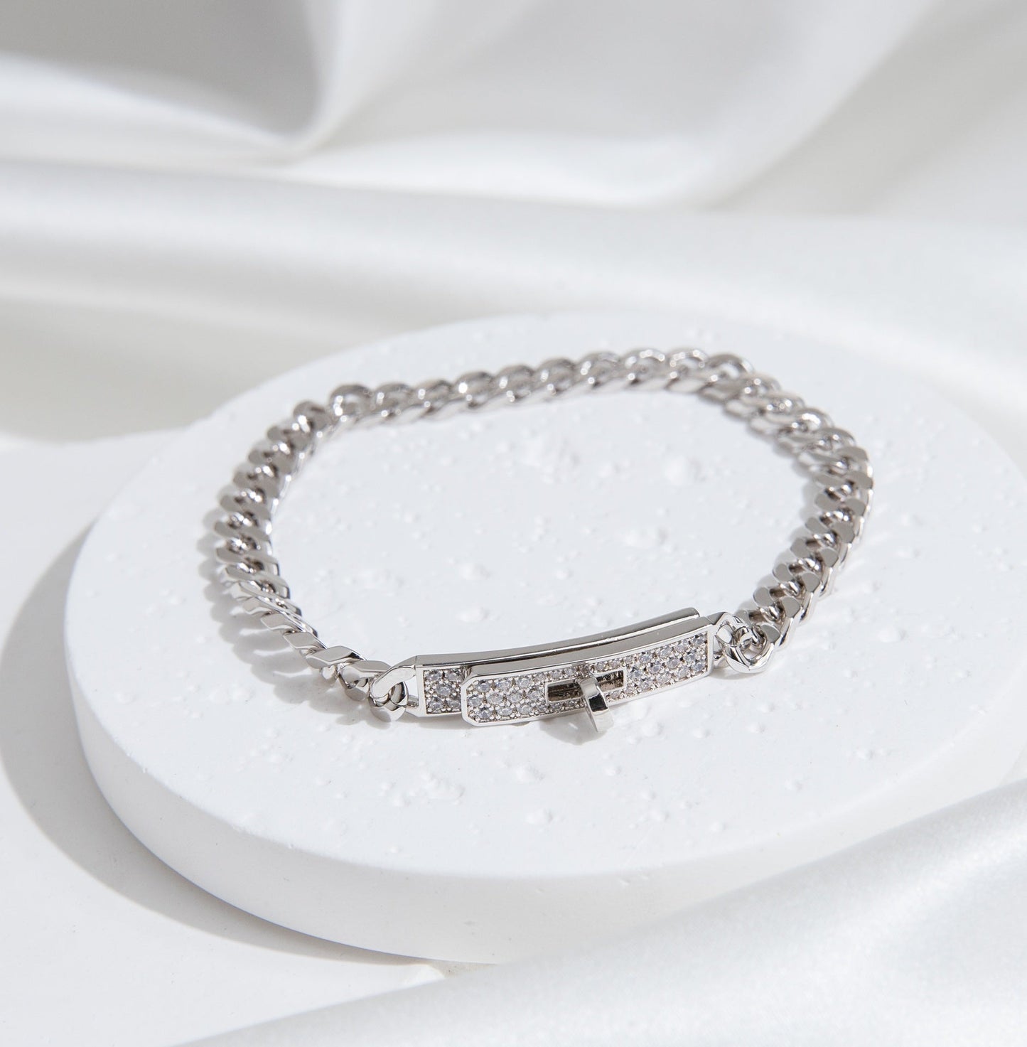 [vivabelle]KELLY CHAIN SILVER DIAMOND BRACELET
