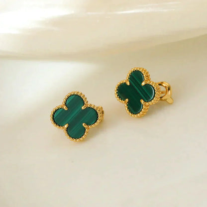 [vivabelle]CLOVER MEDIUM 1 MOTIFS MALACHITE  EARRINGS
