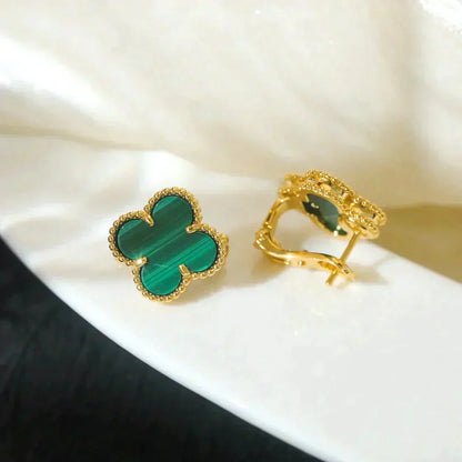 [vivabelle]CLOVER MEDIUM 1 MOTIFS MALACHITE  EARRINGS